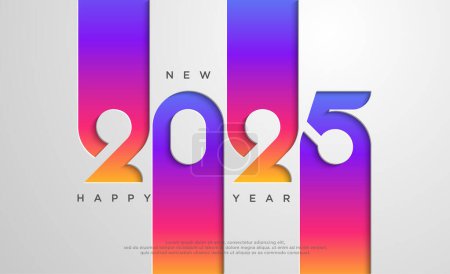 Bonne année 2025 vecteur. Numéros haut de gamme colorés avec un design vectoriel moderne pour une célébration heureuse de la nouvelle année. design pour poster, bannière, message d'accueil sur les médias sociaux.
