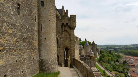 Castle and Ramparts of the walled City of Carcassonne in France