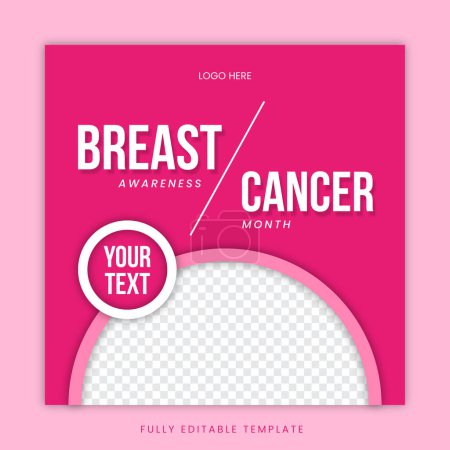 Breast Cancer social media post template, Modifiable, Social media