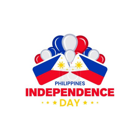 Philippinen Unabhängigkeitstag Design, Patriotisch, isoliert, Philippinische Flagge, Luftballons, rot, gelb, blau
