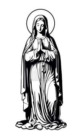 Ilustración de Bendita Virgen María orando imagen vectorial - Imagen libre de derechos