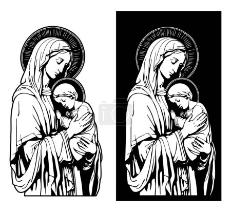 Nuestra Santa Madre bendita Virgen María sosteniendo al Niño Jesús