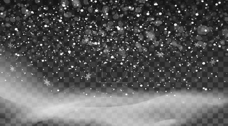 Ilustración de Nieve cayendo sobre un fondo transparente. Nubes de nieve o sudarios. Niebla, nevadas. Fondo de copo de nieve abstracto. Caída de nieve
. - Imagen libre de derechos