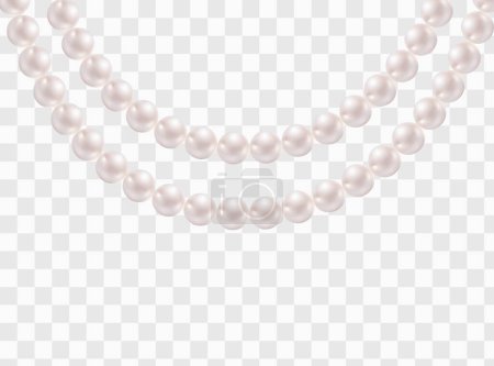 Téléchargez les illustrations : Collier perle ou bracelet isolé. Perles précieuses perle blanche, bijoux de luxe avec des pierres naturelles. - en licence libre de droit