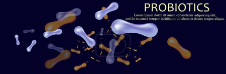 Probiotika Bakterien Vektor Illustration. Biologie, naturwissenschaftlicher Hintergrund. Medizin und Behandlung