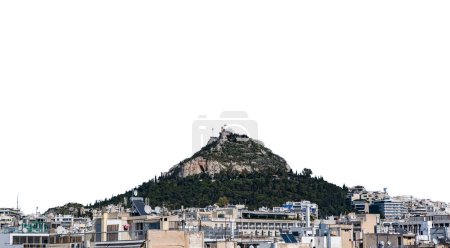 Téléchargez les photos : Grèce. Athènes Lycabettus colline isolée sur fond blanc - en image libre de droit