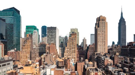 New York city skyline isolated at white background, United States