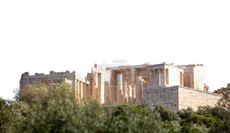 Photo for Acropolis propylaea gate isolated on white background, Athens, Greece. - Royalty Free Image