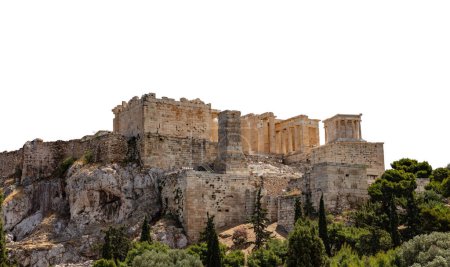 Photo for Acropolis propylaea gate isolated on white transparent background, Athens, Greece. - Royalty Free Image