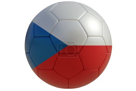 Football ball with Czechian flag isolated on white transparent. Soccer in Czechia