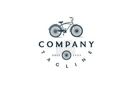 Illustration for Black Bicycle Circle Line Art Logo Design Template - Royalty Free Image