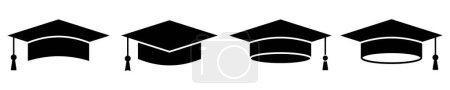 Ilustración de Juego de vector sombrero de graduación. Tapa de estudiante. Iconos del sombrero académico. Vector 10 EPS. - Imagen libre de derechos