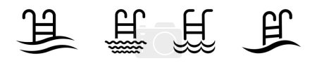 Set of swimming pool vector icons. Pictogram for swimmer. Location pools for hotel. Vector 10 EPS.