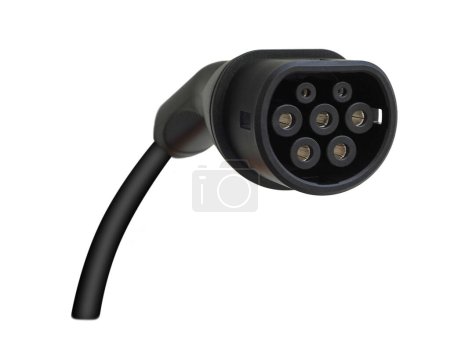 Photo for Electric car charger plug type 2  isolated on white background with clipping path - Royalty Free Image