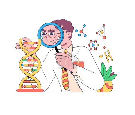Illustration for Genetic engineering concept. Genetic testing. pharmacy. Regenerative medicine isolated white background.Line vector illustration - Royalty Free Image