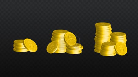 Vector Graphic of Dollar Coins in Varying Amounts
