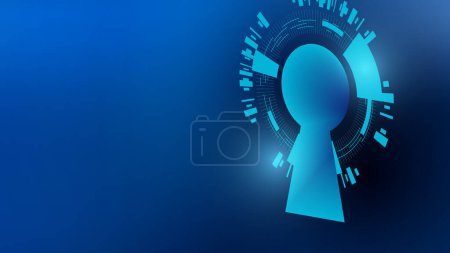 Abstract Security Design: Keyhole with Tech Circles in Blue