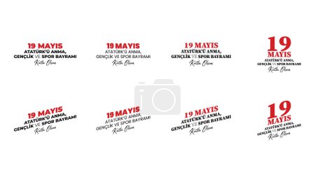Téléchargez les illustrations : Typographie vectorielle du 19 mai Journée Atatrk du Souvenir et du Sport pour les Jeunes - en licence libre de droit