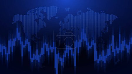 Antecedentes abstractos de las finanzas globales con gráfico de mercado y mapa mundial de puntos