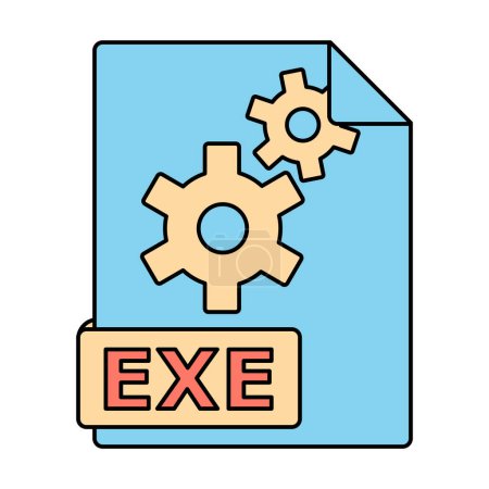 EXE-Dateisymbol. Ausführbares Dateisymbol mit Zahnrädern für Einstellungen oder Konfiguration. 