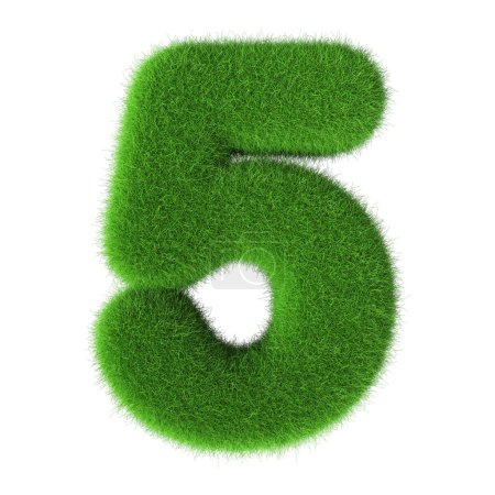 Grass Green 3D Number 5