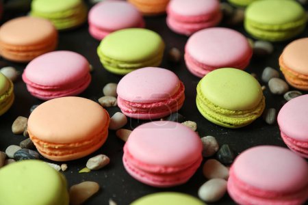 A close-up view showcasing a wide variety of macaroons in different vibrant colors.