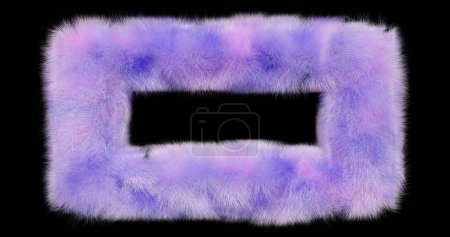Photo for 3d rendering. Fluffy purple rectangle on isolated background. Graphic illustration. - Royalty Free Image