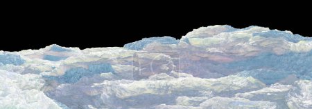 3d rendering. Snowy landscape isolated on black background. winter decoration. Snow background. Snowdrift.