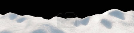 3d rendering. Snowy landscape isolated on black background. winter decoration. Snow background. Snowdrift.