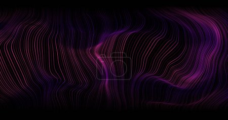 Lignes d'enroulement abstraites de différentes couleurs sur un fond noir. Illustration vectorielle dans le concept technologie, science, musique, modernité.