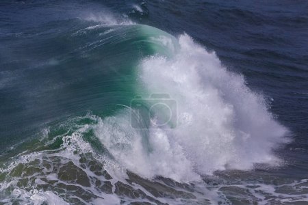 Photo for Stormy waves in Nazare at the Atlantic ocean coast of Portugal - Royalty Free Image