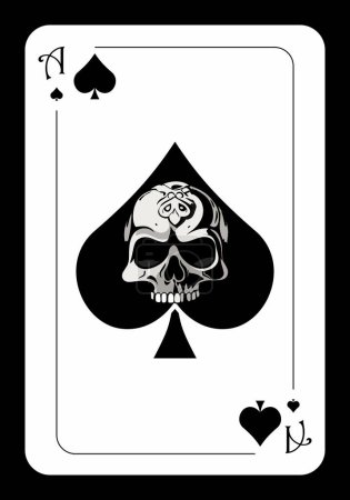 Ace of spades original playing card design. Ace of spades with a skull. Vector illustration
