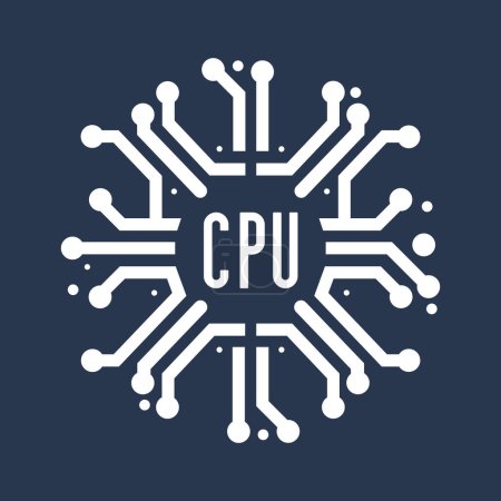 Mikrochip-Logo-Symbol. CPU, Zentraleinheit, Computerprozessor, Chip-Symbol. Abstraktes Technologielogo. Vektorillustration