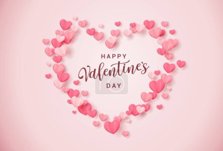 Foto de Tarjeta vectorial del día de San Valentín con fondo rojo y rosa corazones. - Imagen libre de derechos