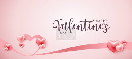 Téléchargez les illustrations : Carte de Saint-Valentin avec des coeurs sur un fond rose en forme de coeur. conception vectorielle. - en licence libre de droit