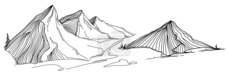 Téléchargez les illustrations : Hand-drawn vector illustration of vintage etching style with mountains - en licence libre de droit
