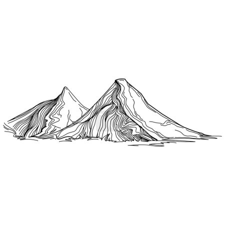 Ilustración de Line art mountain vector illustration on white - Imagen libre de derechos