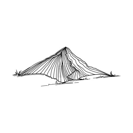 Illustration for Line art mountain vector illustration on white - Royalty Free Image