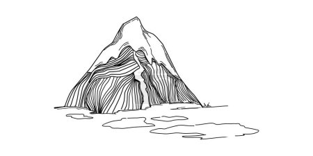 Illustration for Line art mountain vector illustration on white - Royalty Free Image
