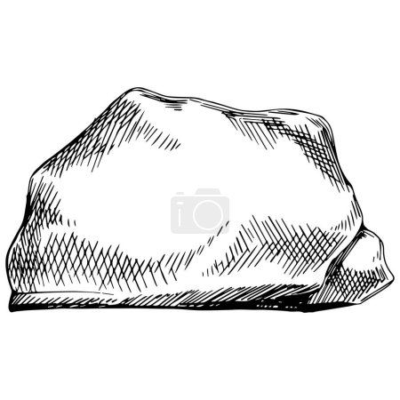 Ilustración de Stone Rock Monochrome Vector. Gravel And Pebble. Natural Rocky Slate Lump Engraving Template Hand Drawn In Retro Style Black And White Illustrations - Imagen libre de derechos