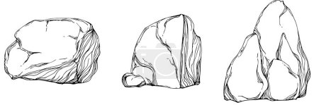 Ilustración de Stone Monochrome sketch vector. Gravel And Pebble. Natural Rocky Slate Lump Engraving Template Hand Drawn In Retro Style Black And White Illustration - Imagen libre de derechos