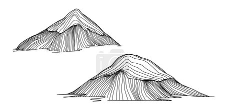 Illustration for Hand sketch of winter mountains. Mountains sketch on a white background. Snowy mountain peaks and Shapes For Logos - Royalty Free Image