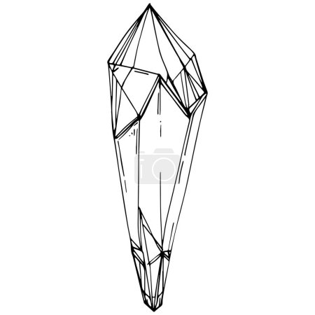 Illustration for Cristal vector illustration. Abstract modern geometric objects with diamond shapes, crystals. Black and white hand draw. - Royalty Free Image
