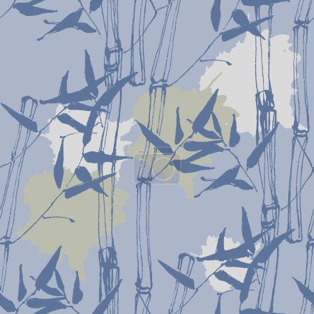 Ilustración de Seamless pattern of bamboo leaf background. Floral seamless texture with leaves. - Imagen libre de derechos