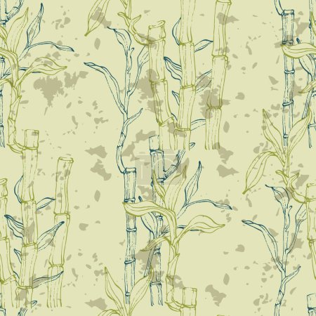Ilustración de Patrón sin costuras de fondo de hoja de bambú. Textura sin costura floral con hojas. - Imagen libre de derechos