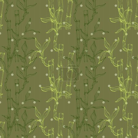 Téléchargez les illustrations : Seamless pattern of bamboo leaf background. Floral seamless texture with leaves. - en licence libre de droit