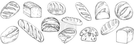 Téléchargez les illustrations : Bread hand drawn illustration - en licence libre de droit