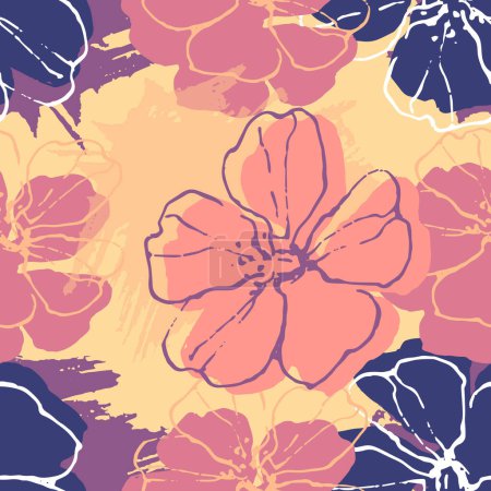 Ilustración de Patrón sin costuras Sakura con flor de cerezo. Vintage ilustración vectorial dibujado a mano en estilo de boceto. - Imagen libre de derechos