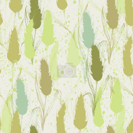 Vector Agriculture Seamless Pattern. Wheat field, seamless texture pattern with hand drawn ears, vector abstract illustration in vintage style.