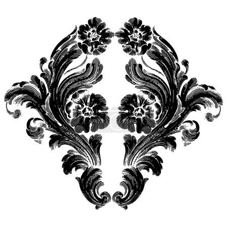Ilustración de Vector barroco de elementos vintage para diseño. Desplazamiento barroco como elemento de ornamento y diseño gráfico con espirales y motivo de círculo rodante Vector - Imagen libre de derechos